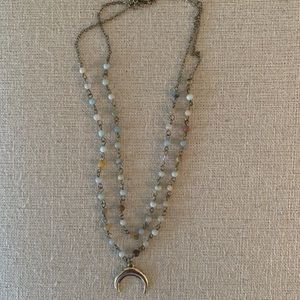 Multi-Stone Layered Horn Necklace